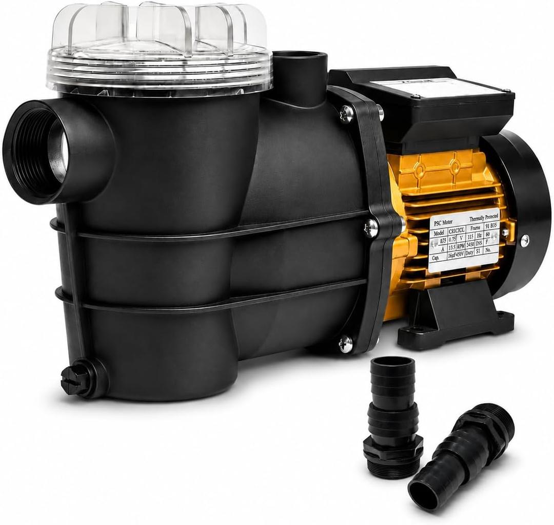 XtremepowerUS Above Ground Swimming Pool & Spa Pump with Digital Timer, Power: 115V / 60Hz / 3.6A, Horsepower: 0.75 HP (0.095 HHP / 0.45 THP)  (Model 75149)
