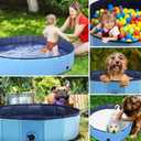Foldable Dog Bath Swimming Pool Plastic Kiddie Pool Professional Tub Collapsible Grooming Bathtub for Pets Kids Baby and Toddler, 32 x 8 Inches Blue