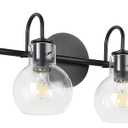 SOLFART Contemporary Glass Globe Vanity Light Bathroom Lighting Fixtures Matt Black Finishing Wall Sconce Modern 4 Lights Over Mirror (Bulbs exclude)