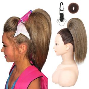 SEIKEA Cheer Ponytail Hair Piece, 10" Straight Tangle-Resistant Smooth Natural Blonde Cheerleader Hairpiece Ponytail Extension for Cheer Competition, Dance, Performance, Ash Blonde