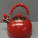GGC 2.6QT Tea Kettle for Stove Tops, Whistling Tea Kettles for Boiling Water Coffee or Milk, Red Stainless Steel Tea Pots with Folding Handle, Thumb Design Control Kettle Outlet