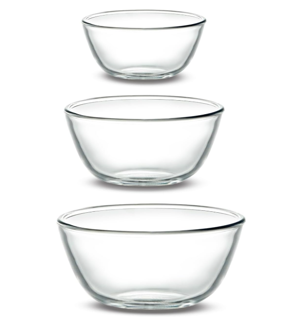 3pcs BECFISH Small Borosilicate Glass Bowls Set (17, 27, 37 oz) Oven, Microwave, Dishwasher & Freezer Safe. LeadFree, Sturdy & Stackable Nesting Bowls for Meal Prep, Oatmeal, Dessert & More 