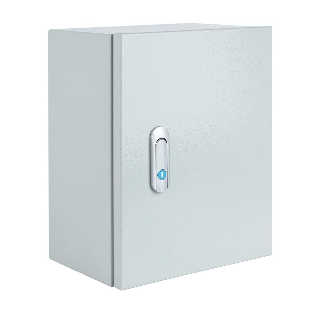 Steel Electrical Junction Box, Indoor&Outdoor Electrical Enclosure Box, Wall Mounted Waterproof&Dustproof Metal Box, Universal Electric Equipment Enclosure Box with Safety Locks and Mounting Plates (16"12"8")