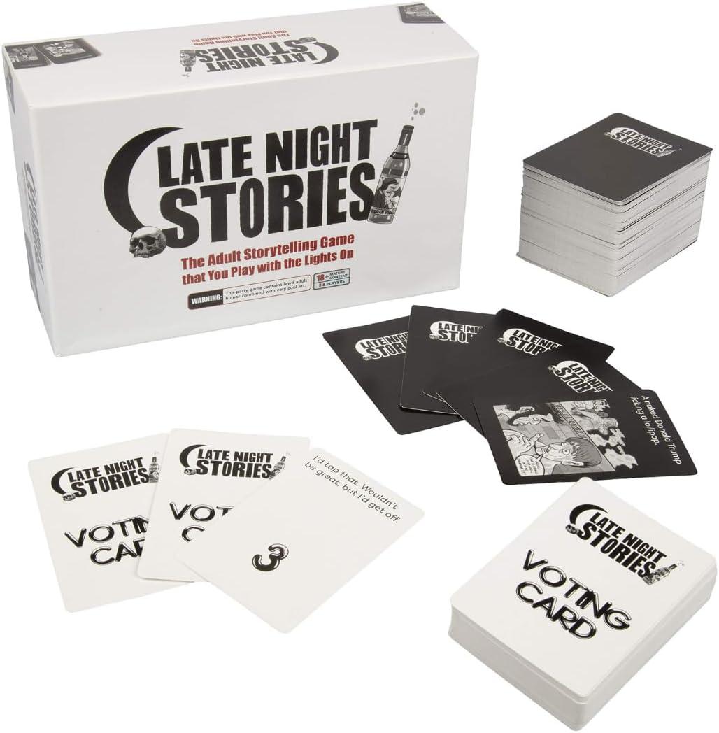 Late Night Stories Adult Party Game- Can You Weave a Story w/ The Cards Given to You? 250 Original Art Cards, 3-8 Players, Tell Your Tale & Earn the Best (or Worst) Votes, Fun Colleges 18+, Gift