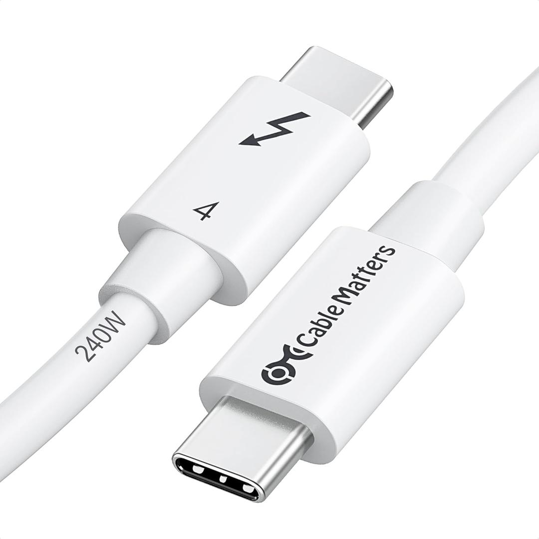 Cable Matters [Intel Certified] 40Gbps Thunderbolt 4 Cable 3.3ft with 8K Video and 240W Charging in White - 1m, Compatible with USB4, Thunderbolt 3 Cable and USB-C