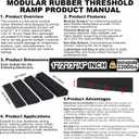 4 Piece Modular Rubber Threshold Ramp 1 to 4 Inch Rise Adjustable Doorway Ramp with Non Slip Grooved Surface for Wheelchair Scooter Cart Garage Entry Indoor Outdoor Use, 8000lbs