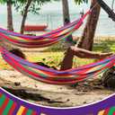 Windyun 2 Sets Cotton Canvas Hammock Large Double Hammock 400lbs Portable Camping Hammocks for Outside with Carrying Bag Sturdy Metal Knot Ropes and Tree Straps for Travel Patio Garden Backyard (Red)