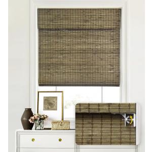 LazBlinds No Tools No Drill Cordless Bamboo Roman Shades, Privacy Window Treatment, Roll Up Bamboo Blinds for Window 39'' W x 64'' H, Driftwood