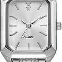 BESTKANG Watches for Women Wrist Watches Steel Strap Womens Watch Casual Fashion Simple Square Quartz Wristwatch (Silver-white1)