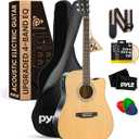 Pyle Acoustic Electric Cutaway Guitar Kit, 4/4 Full Scale Steel String Spruce Wood with Gig Bag, 4-Band EQ, Clip On Tuner, Picks, Shoulder Strap for Beginners and Students, 41" Standard Kit