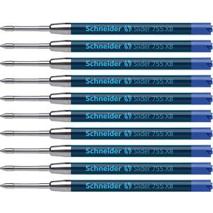 Schneider Slider 755 XB (Extra Broad) Ballpoint Pen Refill, 1.4 mm, ISO Format G2, Blue Ink, Box of 10 Refills (175503)