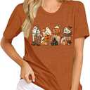 Pumpkin Latte Shirt Cute Autumn Pumpkin Graphic Tees Coffee Lover Shirts Gifts Halloween Pumpkin Spice Tops (Small, Orange)