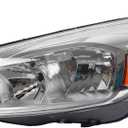 Dasbecan Halogen Headlight Assembly Compatible With Ford Focus 3rd Gen 2015-2018 w/o LED DRL Left Driver Side Chrome Headlamp Replaces# F1EZ13008GT FO2502339