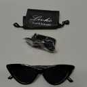 livho Retro Vintage Narrow Cat Eye Sunglasses for Women Clout Goggles Plastic Frame (Black Grey)