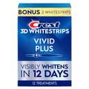Crest 3D Whitestrips Vivid Plus, Whitestrips 3D White, Teeth Whitening Strip Kit, 10 Treatments + 2 Bonus Treatments (Each with 1 Upper/1 Lower Strip), 24 Strips, 8 Levels Whiter, Crest Teeth Whitening Strips, Teeth Whitening Kit