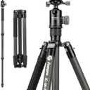 Fotopro 68" Carbon Fiber Travel Tripod, Heavy Duty Camera Tripod with Ball Head, Detachable Monopod with Quick Release Plate and Bag, Load up to 12KG/26lbs