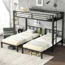 Bellemave Triple Bunk Bed for Kids, Adults, Teens, Metal Twin Bunk Beds for 3, 3 bunk Bed for KidsHeavy Metal, Black