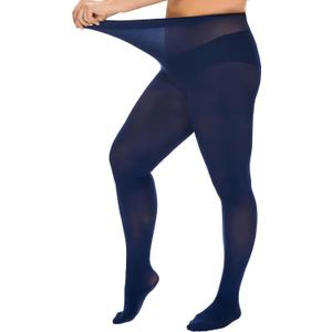 DUCMODA Plus Size Tights for Women, Ultra Soft Solid Color Semi-Opaque Pantyhose, Nylon High Waist Stockings 1X 2X 3X 4X (Black, XXL)