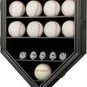 Verani Baseball and Baseball Bat Display Case Lockable Wood Cabinet Rack Holder for Baseball Shadow Box with UV Protection Acrylic Door Wall Mount Display Cabinet for Baseball Enthusiast Collectible