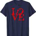 Love Sign Statue in Philadelphia Vintage TShirt, Blue, Size 2XL