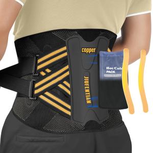 Copper Back Brace for Women & Men with Pro-Grade Spinal Support System - Support Brace for Lower Back Pain, Herniated Disc, Recovery - Breathable Support Belt for Lifting, Gym, (Large)