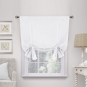 H.VERSAILTEX Pure White Curtains Thermal Insulated Tie Up Window Shade Light Reducing Curtains for Kitchen, Rod Pocket 2 Panels  42" Wide by 63" Long