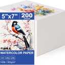 200 Sheets 5x7 Inch Watercolor Paper Bulk, 140lb /300GSM White Cold Press Water Color Paper for Kids Adults Artists. Thick Cotton Bulk Watercolor Papers for Art Supplies