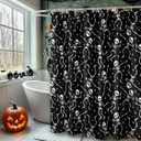 Halloween Goth Skeleton Shower Curtain 72x72 Inch Gothic Skull Shower Curtains for Bathroom with Hooks Halloween Bathroom Home Bath Decor Waterproof Fabric