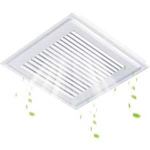 Baquler 1 Pc 12 x 12 Inch Bathroom Exhaust Fan Cover with Spring White Square Ceiling or Wall Mounted Exhaust Fan Ceiling Grille Air Diffuser Diverter Ventilation Hood Replacement Accessories