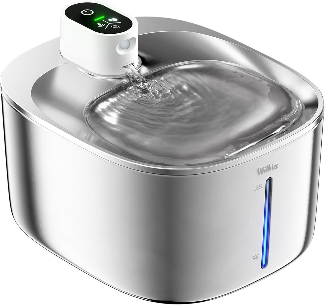 Cat Water Fountain Stainless Steel, 138fl.oz / 4.1L Cat Fountain, Pet Water Dispenser Cordless for Cats & Dogs Indoor
