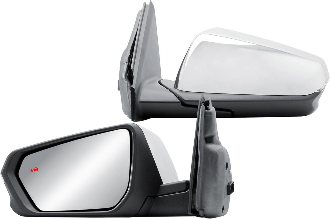 Driver Side Mirror for 2018-2024 Chevrolet Equinox/GMC Terrain | with Turn Signal Light & BLIS Blind Spot Sensor | Chrome Back Cover | Manual Fold | Heated Glass