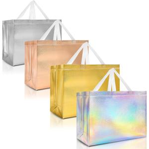 Nush Nush Mix Color Extra Large Gift Bags Set of 12 Assorted Color Reusable Extra Large Gift Bags with Handles - Perfect XL Goody Bag For Birthday Parties, Christmas, Thanksgiving 15.5W x 6D x 12H