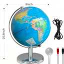 8'' Illuminated Globe for Kids(World Globe with Stable Heavy Metal Base Rewritable Easy-Read High Clear Map Educational Interactive for Children Learning STEM Toy Present for 3+ Years Old)