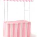 Colingmill Carnival Tablet Tent Kit Circus Party Decoration Include Tabletop Hut, Tent Canopy, Stripe Table Skirts, Tablecloth for Carnival Party Supplies Decorations(Pink and White)
