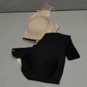 PoseFree Womens Seamless Wireless Supportive Bra Push Up Comfort Soft No Underwire Full Coverage T-Shirt Bra (Large, Nude+black)