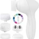 Facial Cleansing Brush Face Scrubber Exfoliating Cleaning Skin Care Cleanser Wash Women Girls Electric Beauty Powered Exfoliator Skincare Spin Tools Scrub Washer Self Care by VISOFO (Pearl)