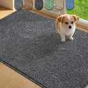 Mibao Front Door Mat Entrance, Non-Slip Absorbent Waterproof Welcome Doormat with TPR Backing, Dirt Trapping Entrance Inside Floor Mats for Entryway Washable Low-Profile, 24" x 35.5", Dark Grey