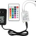 24 Key LED Strip Controller, Wireless Rectifier Control Box, IR Remote Controller, DC 12V 3A Power Supply Plug Adapter for 2835 3528 5050 RGB LED Strip Lights Flexible Tape Lighting