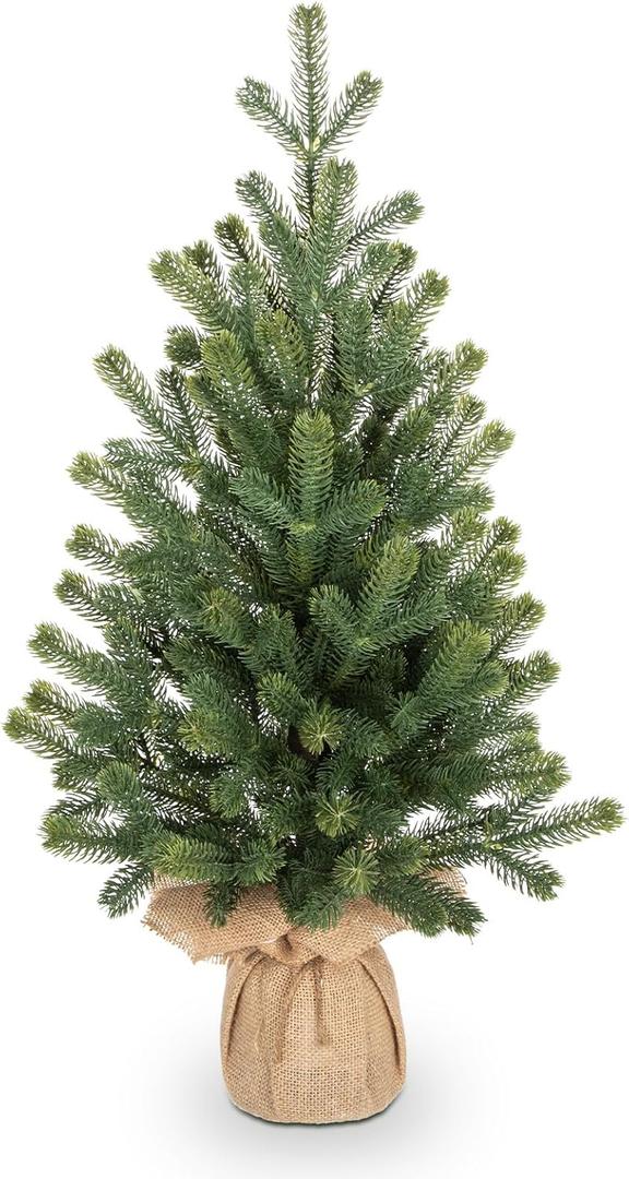 24" Artificial Christmas Tree Fake Small Fir Tree for Home Farmhouse Tabletop Mantel Windowsill Holiday Christmas Decorations Indoor