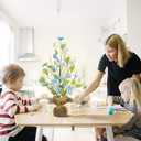 RoseCraft Easter Decorations, 18 Inch Easter Artificial Egg Tree Tabletop Decor with Delicate Ornaments, for Home Party Wedding Holiday Spring Summer Decoration, Blue/White.