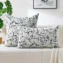 FUTEI Black White Decorative Throw Pillow Covers 20x20 Inch Set of 2,Soft Cozy Cross Texture Chenille Jacquard Cushion Cases,Modern Home Decor for Couch Bed Living Room