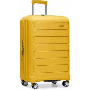 Traveler's Choice Pagosa Indestructible Hardshell Expandable Spinner Luggage, Yellow, 26-Inch Medium