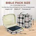 Western Plaid Zippered Bible Cover for Large Study Bibles - Fits up to 10 x 7 x 2 Inch Bibles, Vintage Beige Canvas Bible Case with Handle, Extra Deep Checkered Organizer for Men & Women