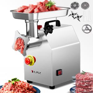 Commercial Meat Grinder Heavy Duty, 1100W Electric Stainless Steel Meat Grinding Machine with 6/8mm Grinding Plates & Stuffing Tubes, Sausage Maker Meat Mincer 110V 350LBS/H