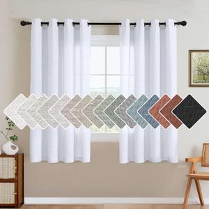 H.VERSAILTEX Living Room Linen Curtains Home Decorative Nickel Grommet Curtains Privacy Added Energy Saving Light Filtering Window Treatments Draperies, Bright White, 2 Panels, 52 x 63 - Inch