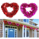 Suncalla 12 Pcs Valentine Heart Wreaths for Front Door 7 Inch Valentines Day Decorations with Heart Tinsel Red Valentine Ornaments for Anniversary Wedding Party Wall Window Mantel Decor