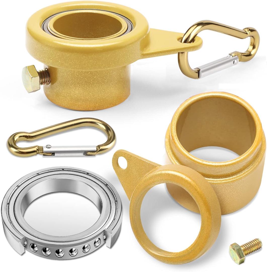 MOFEEZ Flagpole Rotating Rings,360 Degree Anti-Wrap Flag Mounting Rings with Bearings for 7/10" -1" Diameter Flag Pole Tangle Free (Pack of 2-Gold)