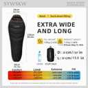 Down Sleeping Bag with Pillow for Backpacking,15 5 0 Wide Down Sleeping Bag (86.6 in x 33.5 in) for Adults,Youth Camping and Hiking Outdoor with 680FP Duck Down