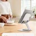 Lamicall Tablet Stand Holder for Desk - [Ultra-Slim Foldable][360Rotation] iPad Holder Stand, 360 Rotatable Desktop Tablet Holder, Tablets Accessories for 4.7-13" iPad, Switch, Phone (White)