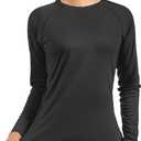 isnowood Women's Sun Protection Long Sleeve Shirts, UPF 50+ UV Rash Guard Swim Shirt, Workout Hiking Running Athletic Tops (Large, Black)